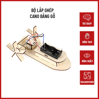 Đồ chơi giáo dục bộ lắp ghép cano bằng gỗ, phát minh nhỏ, đồ chơi stem, đồ chơi thông minh cho trẻ mầm non, tiểu học.