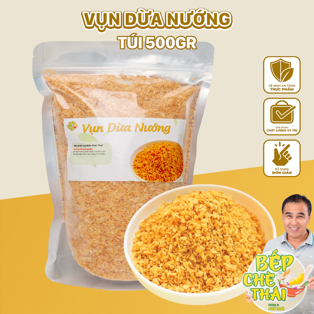 Vụn Dừa Nướng - Cơm Dừa Sấy Khô - Túi 500gr - Bếp Chè Thái