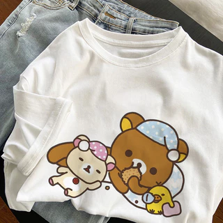 Áo Thun In Hình Gấu Rilakkuma Dễ Thương Unisex Nam Nữ