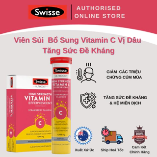 Swisse High Strength Vitamin C Effervescent - Viên Sủi Bổ Sung Vitamin C 1000mg - 20/60 Viên