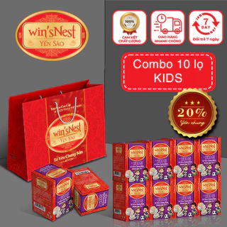 Combo 10 lọ Yến sào cao cấp win'sNest kids 20% tổ yến chưng sẵn dành cho trẻ em (70 ml/ lọ)