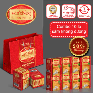 Combo 10 Lọ Yến Sào Win'snest Tổ Yến Chưng Sẵn Nhân Sâm Không Đường 20% (70ml/ Lọ) thích hợp cho người lớn, người bệnh