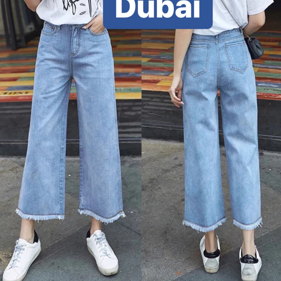 QUẦN JEAN NỮ BAGGY ỐNG LOE XƯỚC LAI, QUẦN SUÔNG ỐNG RỘNG LƯNG CAO SIÊU TÔN DÁNG - DB 6713- DUBAI FASHION