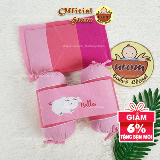 Gối nằm gối chặn vỏ đậu đỗ xanh cho bé sơ sinh vỏ vải Cotton Cara họa tiết trẻ em thêu tay