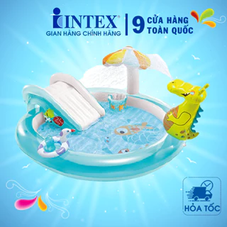 Bể bơi phao cho bé Intex 57165, bể bơi cầu trượt phun nước mini trong nhà, chính hãng bảo hành 12 tháng