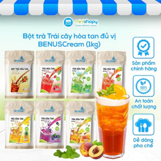 Bột trà Trái cây hòa tan Benuscream (Đủ vị: Đào, Dâu, Vải, Việt Quất, Phúc bồn tử, Bạc hà, Chanh, cam...).