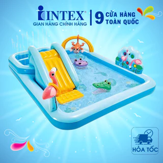 Bể bơi phao trẻ em có cầu trượt INTEX bơm hơi, có nhiều trò chơi thú vị cho bé - Bảo hành 12 tháng