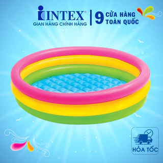 Bể bơi phao cho bé INTEX màu cầu vồng nhiều tầng đủ size