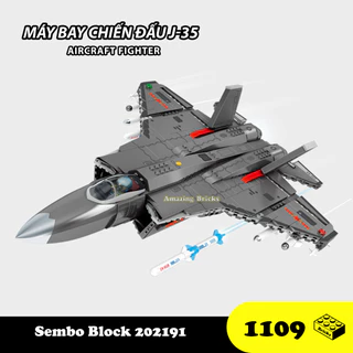 Đồ chơi Lắp ráp Máy bay chiến đấu J-35, Sembo Block 202191 Aircraft Fighter, Xếp hình thông minh [1109 Mảnh ghép]