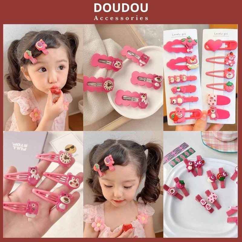 Phụ kiện kẹp tóc nữ Doudou Cặp tóc Kẹp BB gấu dâu Lotso hot trend cho bé gái xinh phong cách Hàn Quốc thời trang FJ029