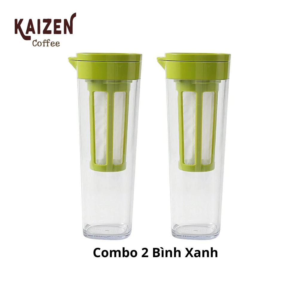 Combo 2 Bình Xanh pha cafe COLD BREW (cafe ủ lạnh) nhựa nguyên sinh ABS 1.1L - Kaizen Coffee