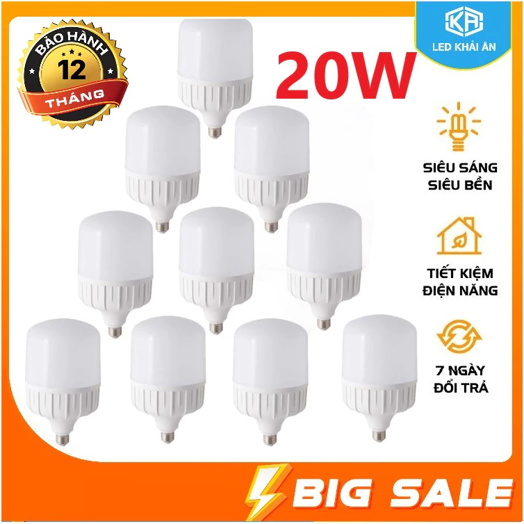 Combo 10 Bóng Đèn LED 20W Cao Cấp - Bóng Đèn 20W Tiết Kiệm Điện Tối Đa - Đèn LED Khải Ân Hàng Chất Lượng Giá Luôn Tốt