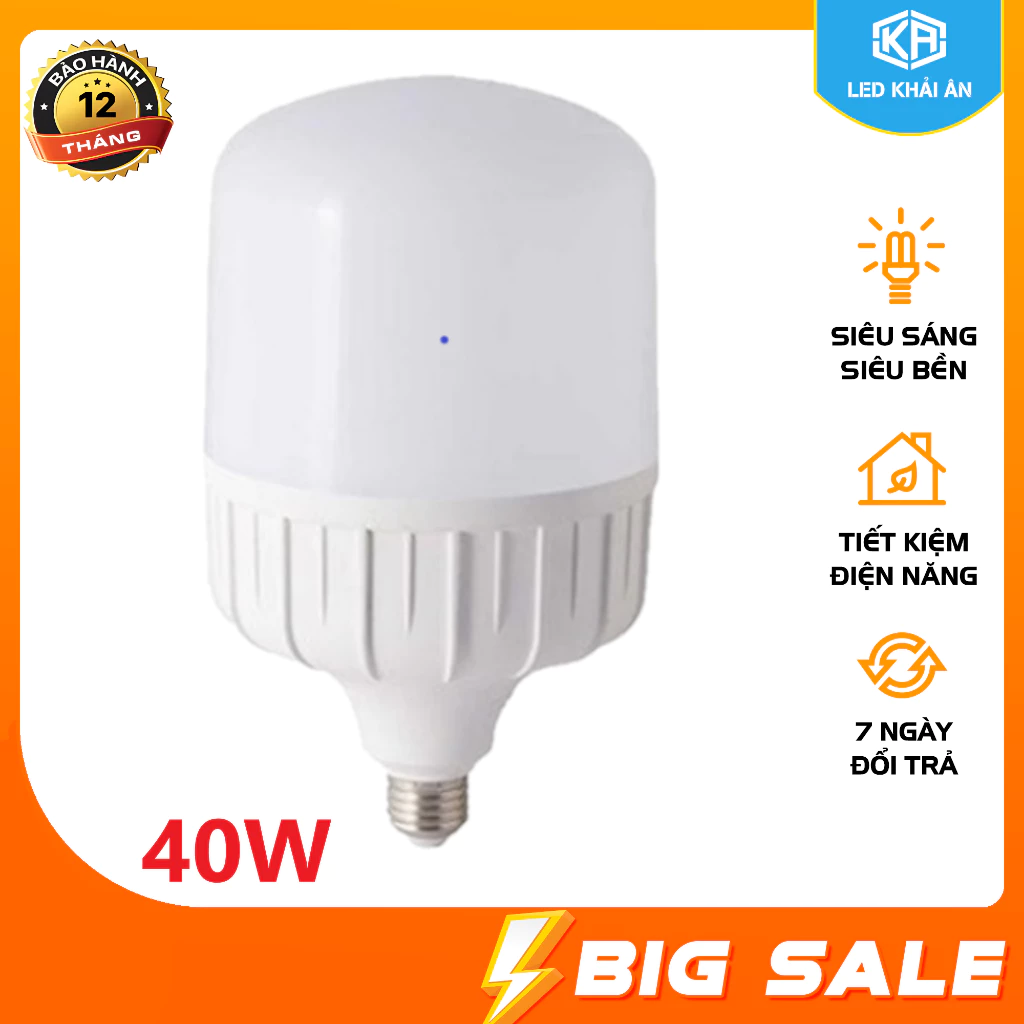 Combo 8 Bóng Đèn Led 40W Cao Cấp Khải Ân, Siêu Sáng, Tiết Kiệm Điện, Bộ 8 Bóng Điện Led 40W, Độ Bền Cao, Led Bulb