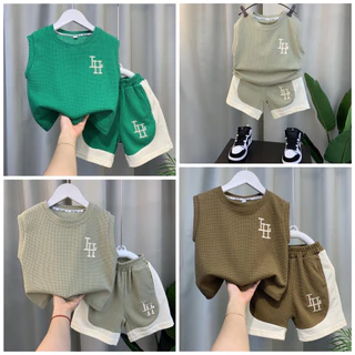 Sét đồ sát nách bé trai mùa hè,chất thun tổ ong thoáng mát,thấm hút mồ hôi,hàng qc 3 màu đủ size cho bé từ 8/36kg