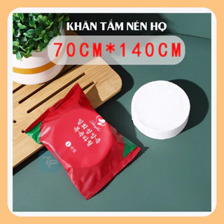 Khăn Tắm Nén Du Lịch, Khăn Spa Viên Nén 70x140cm (1Túi  Đỏ/ 1 cái)