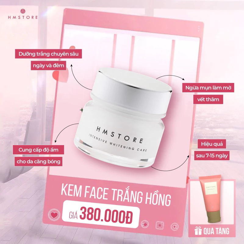 [ Quà tặng kèm body vip mini 20g ] FACE TRẮNG HỒNG CĂNG BÓNG HM STORE