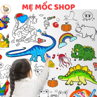 Đồ Chơi TRANH TẬP TÔ Màu Dán Tường Cho Bé Shop Mẹ Mốc, Tranh Tô Màu Cắt Dán Dài 3M Giúp Bé Thỏa Thích Tô Vẽ