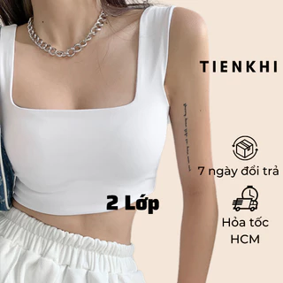 Áo croptop 2 dây bản to Tiên Khỉ ôm gọn body mùa hè cổ vuông BS110