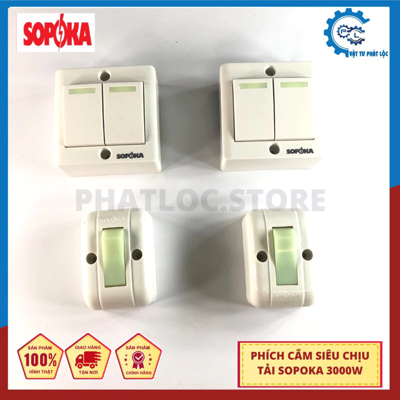 Công tắc điện gắn nổi, gắn tablo sopoka - Công tắc con cóc, công tắc bóng đèn model mới cao cấp