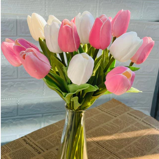 Hoa Giả ❤️ Hoa Tulip Giả Pu Cao Cấp ❤️ Decor Trang Trí Nhà Cửa Lizflower Bằng Cao Su Non