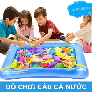 Câu Cá Thông Minh - Đồ Chơi câu cá Nam Châm cho bé Tặng Bể Phao kèm 20 sinh vật biển & Rỏ Nhựa