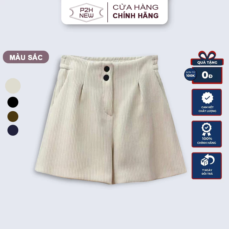 Quần Short Nữ Cạp Cao Nhung Tăm P2H QN03