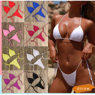 Bikini áo tắm 2mảnh quần lọt khe màu hồng phấn (hàng có sẵn )