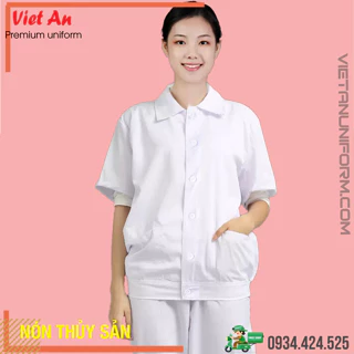 Áo phòng sạch ngắn tay, chống tĩnh điện ( cổ bẻ và cổ trụ)