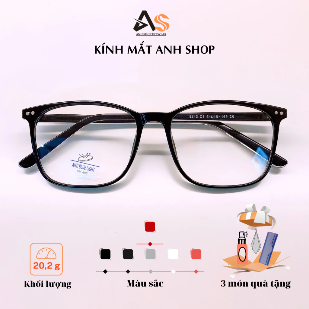 Gọng kính vuông nhựa lõi kim loại bền đẹp kiểu dáng trẻ trung dễ đeo 8242A