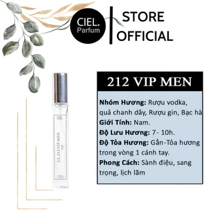 Nước hoa nam CL 212 VIP MEN Edt chính hãng CIEL Parfum phong cách sành điệu, sang trọng, lịch lãm