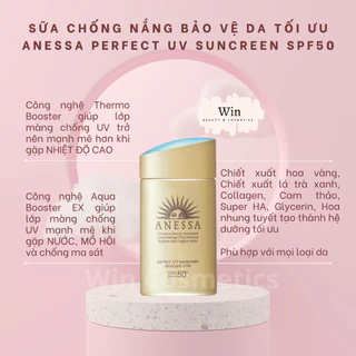 Kem chống nắng Anessa dưỡng da bảo vệ hoàn hảo Anessa Perfect UV Sunscreen Skincare Milk 60ml