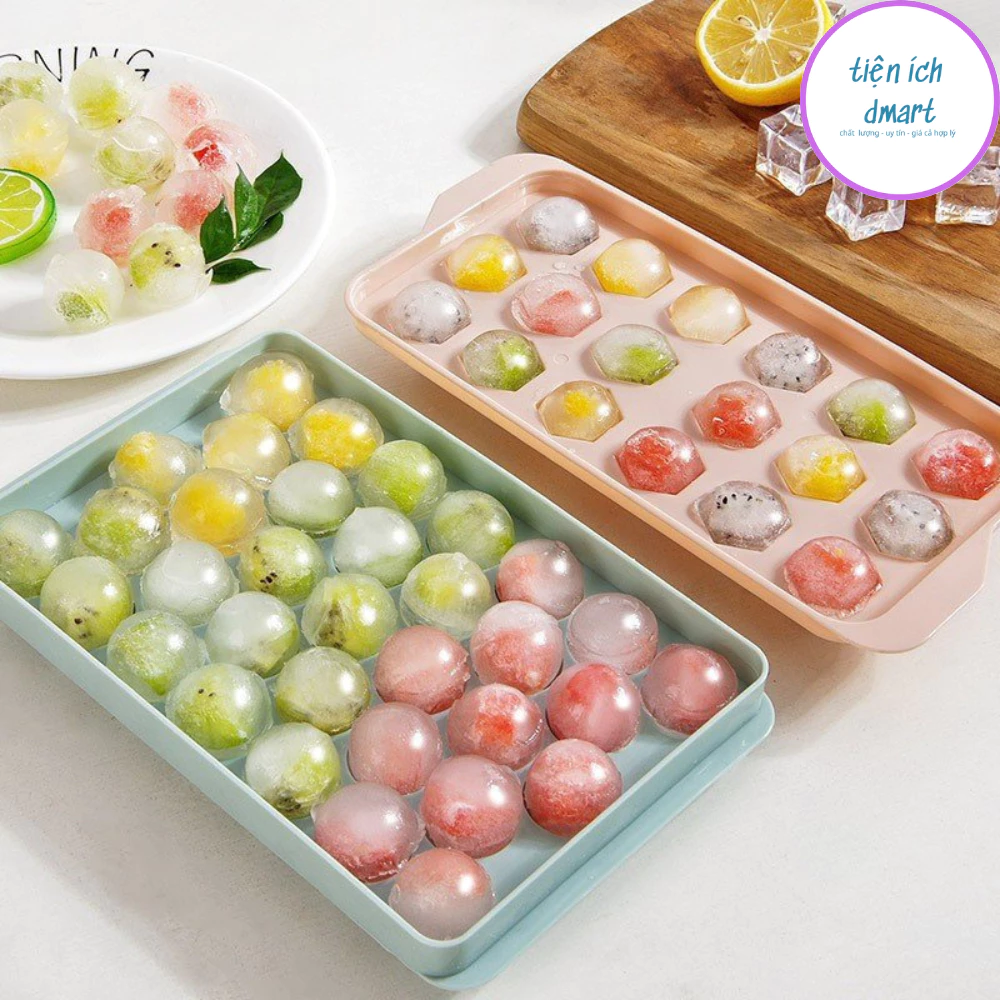 khuôn làm đá 33 viên tròn, làm thạch rau câu tiện lợi. khay đá bi nhựa cao cấp 6978