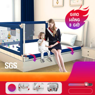[GIAO HOẢ TỐC] Thanh chắn giường cho bé KidAndMom BR02 cao cấp thiết kế chống kẹt, chống vấp ngã, độ cao 75-105cm