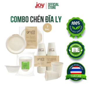 Combo 50 chén, 50 đĩa và 50 ly bã mía Gracz dùng 1 lần hàng nhập khẩu Thái Lan