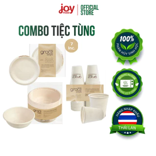 Combo 50 tô, 50 đĩa và 50 ly bã mía dùng 1 lần Gracz phù hợp tổ chức tiệc tùng, party, sinh nhật