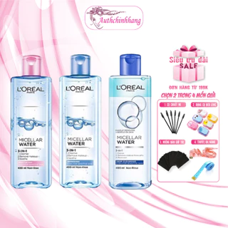 Nước Tẩy Trang Làm Sạch Dưỡng Ẩm Cho Mọi Loại Da L'Oreal 3-in-1 Micellar Water 400ml