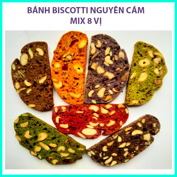 Bánh Biscotti nguyên cám 8 vị ăn kiêng đặc biệt 250G