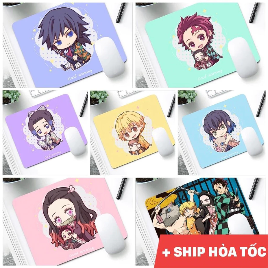 Lót chuột, pad chuột  Anime Demon Slayer Kimetsu No Yaiba 26x21cm dày 3mm bề mặt speed cực êm