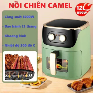 Nồi Chiên Không Dầu Camel 12L (Có kính quan xát) 10L, Bếp Nước Bảo Minh  - Bảo hành chính hãng 6 tháng