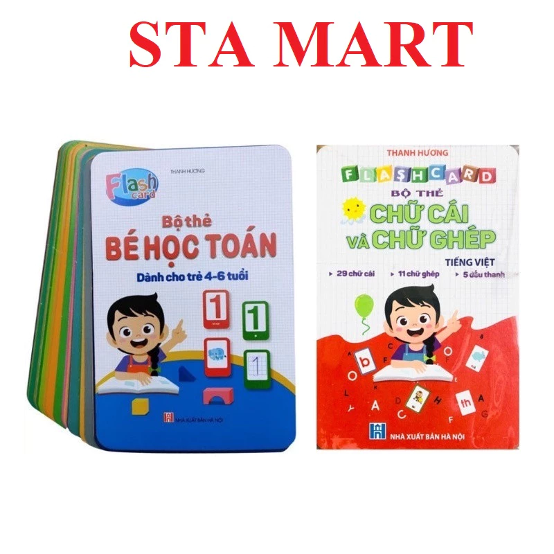 Bộ 42 Thẻ Flash Card Bé học Toán, Bộ Chữ Cái và Chữ Ghép