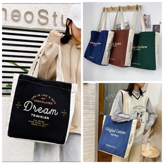 Túi vải tote canvas đi biển nữ đẹp đi chơi đi học thời trang dễ thương cute phong cách vintage