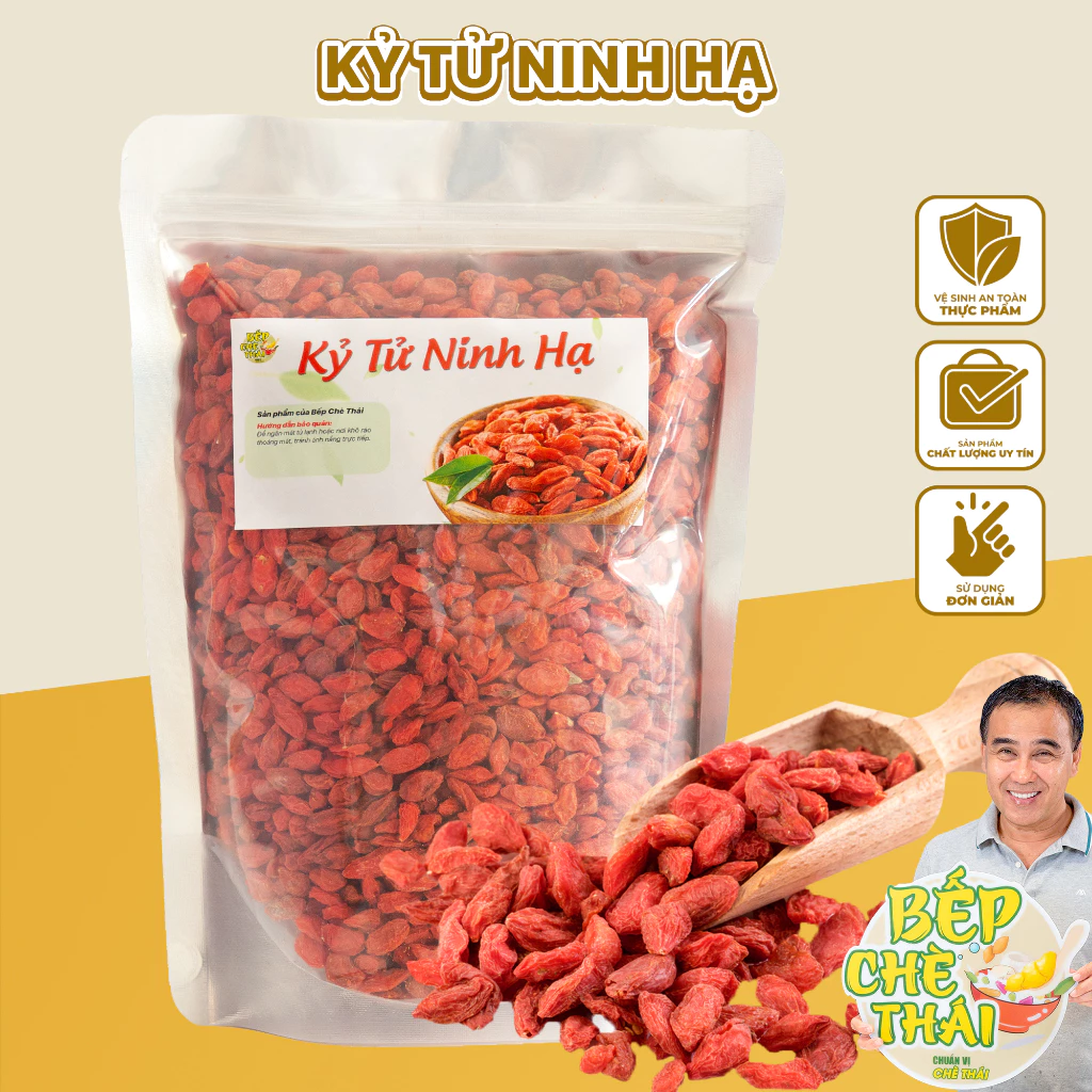 Kỷ tử Ninh Hạ hạt to ngọt - túi 100g / 500gr - nguyên liệu pha trà, nấu chè dưỡng nhan - Bếp Chè Thái