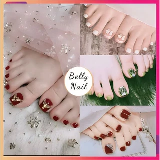 Bộ 24 móng chân giả đính đá nhiều mẫu Belly Nail bộ 24 móng chân giả