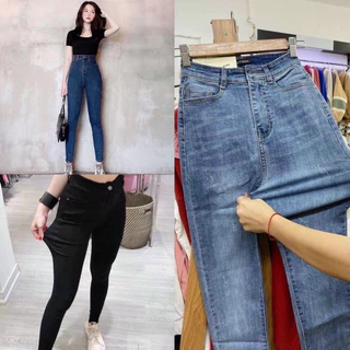 Quần Jean Nữ  (Trơn ) Dáng Ôm Co Giãn Lưng Quần Siêu Cao Qua Rốn Bigsize ( 40 _ 57kg )