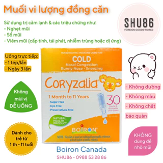 [SHU86] Muối uống vi lượng đồng căn Boiron Coryzalia / Coldcalm Canada 30 tép