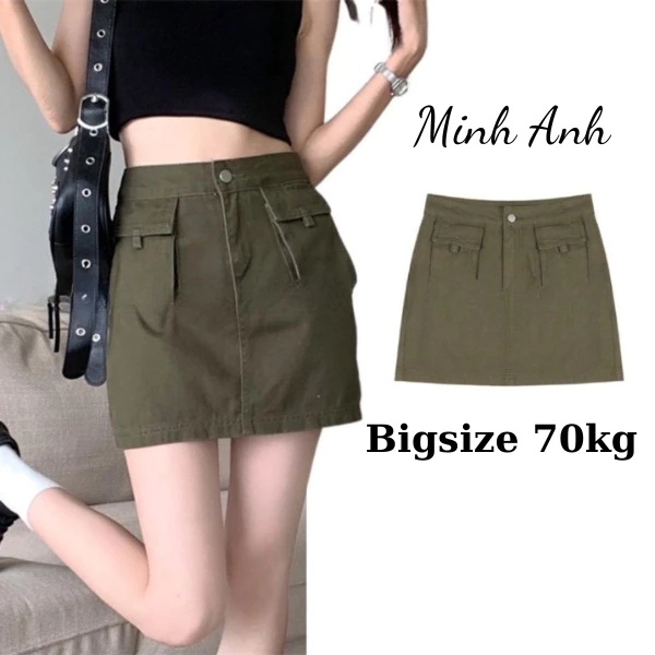 Chân Váy Kaki Túi Hộp Kiểu Mới Nắp Túi Có Bigsize MA603
