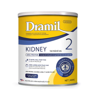 Sữa bột DRAMIL KIDNEY 2 400G - DINH DƯỠNG CHO NGƯỜI BỆNH THẬN CÓ LỌC MÁU NGOÀI THẬN