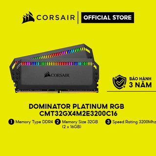 Ram PC Corsair Dominator Platinum RGB 32GB 3200Mhz DDR4 (2x16GB) CMT32GX4M2E3200C16