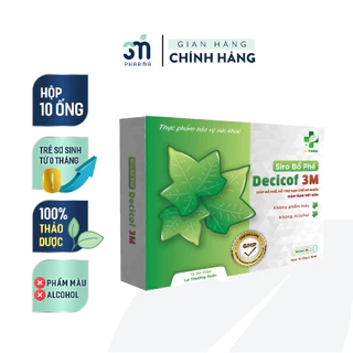 Siro ho Decicof 3M Hỗ trợ giảm ho, tiêu đờm cho trẻ nhỏ và người lớn - Hộp 10 ốngx10ml và Lọ 100 ml