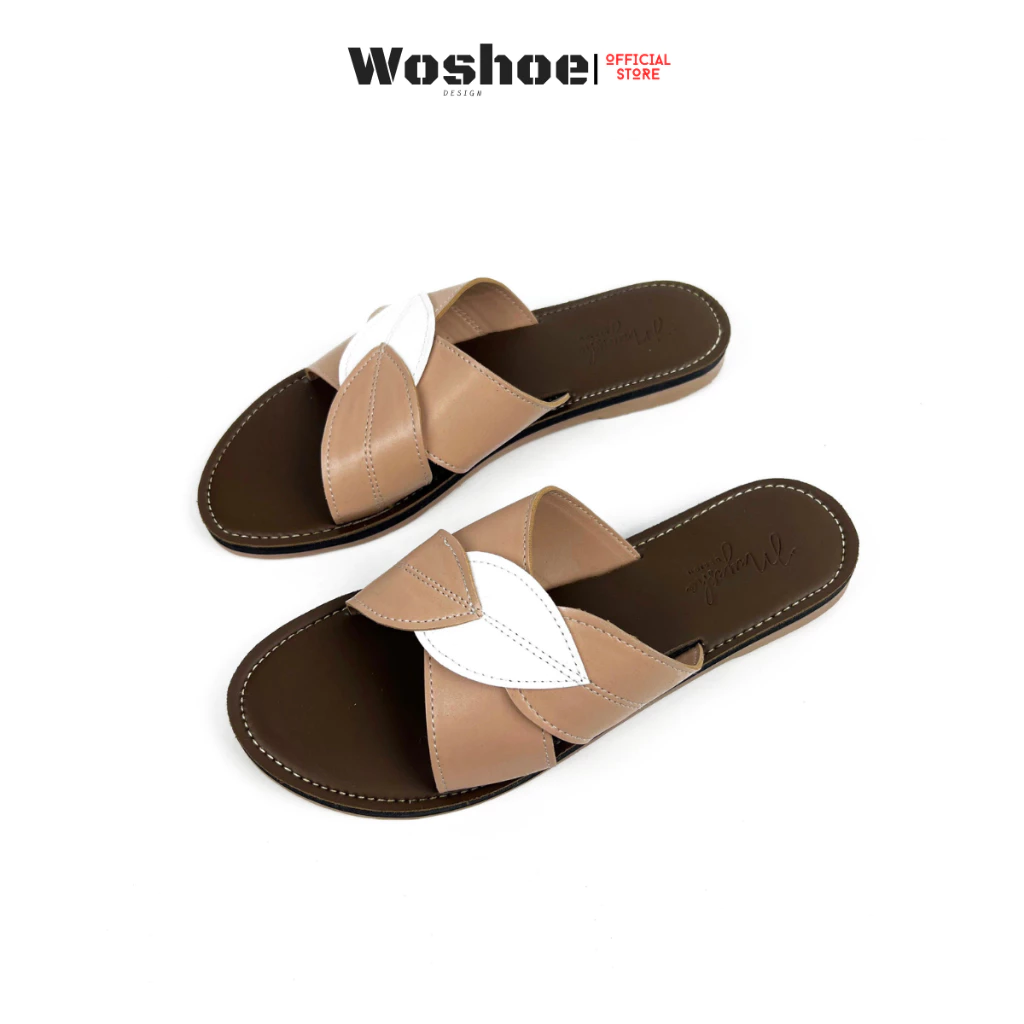 Dép lê nữ quai chéo đế bệt WOSHOE đi biển big size 33-42 WD27